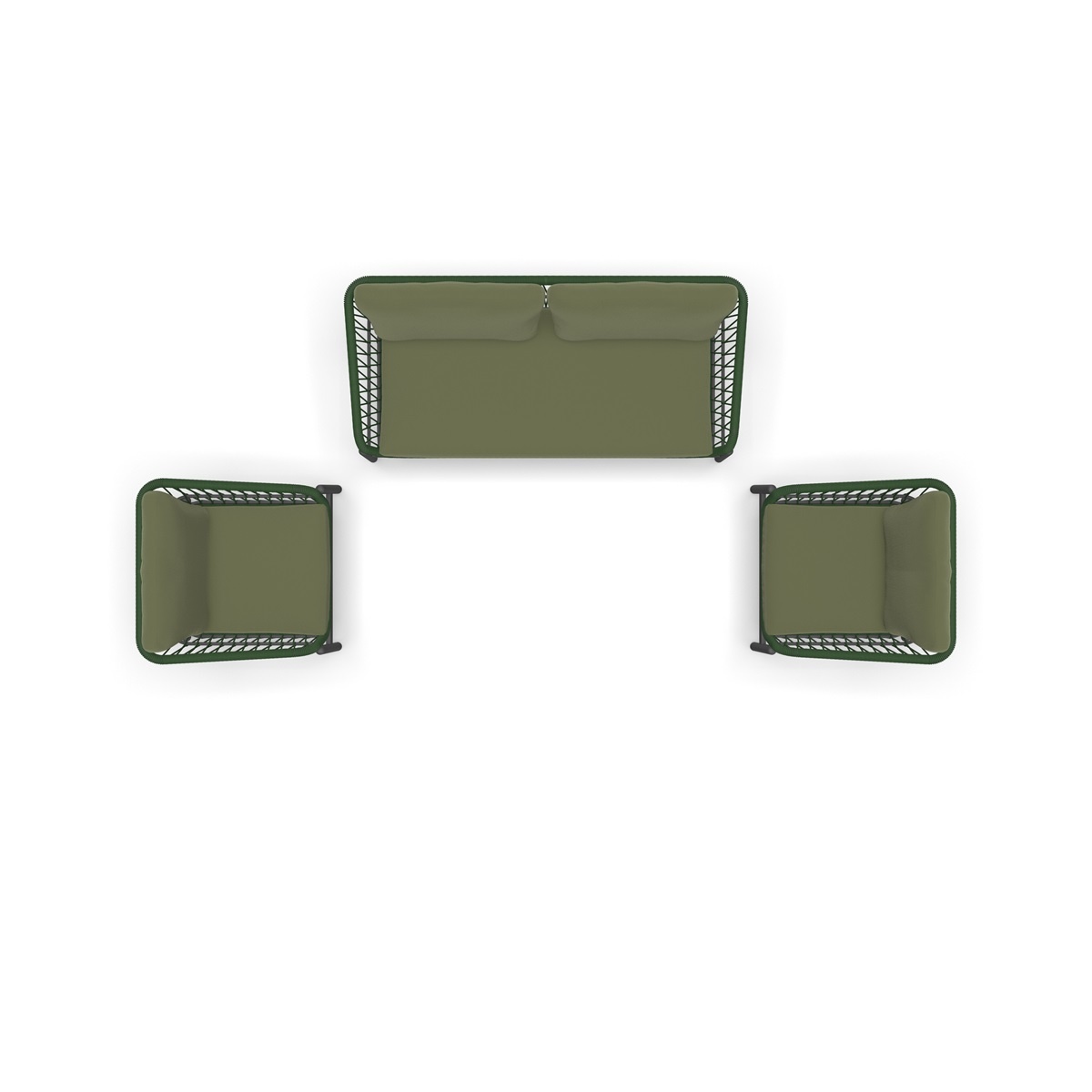 Lesli Living - Loungebank Zavi - Groen - 163,5x83x72,5cm