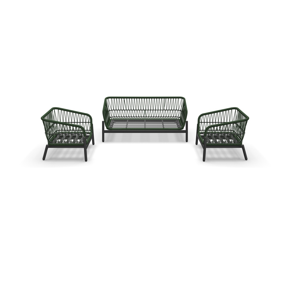 Lesli Living - Loungebank Zavi - Groen - 163,5x83x72,5cm
