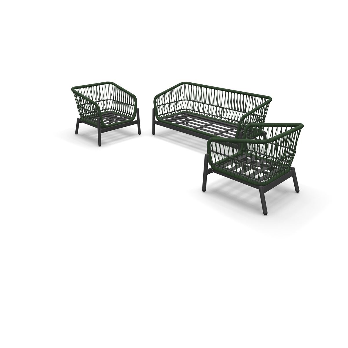 Lesli Living - Loungebank Zavi - Groen - 163,5x83x72,5cm