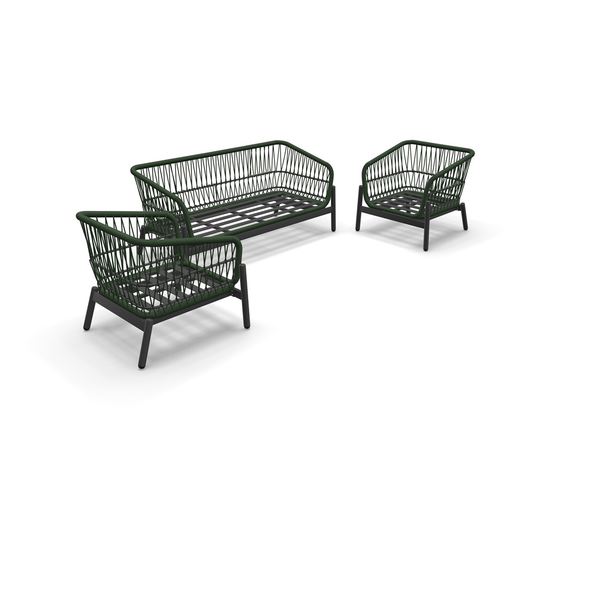 Lesli Living - Loungebank Zavi - Groen - 163,5x83x72,5cm