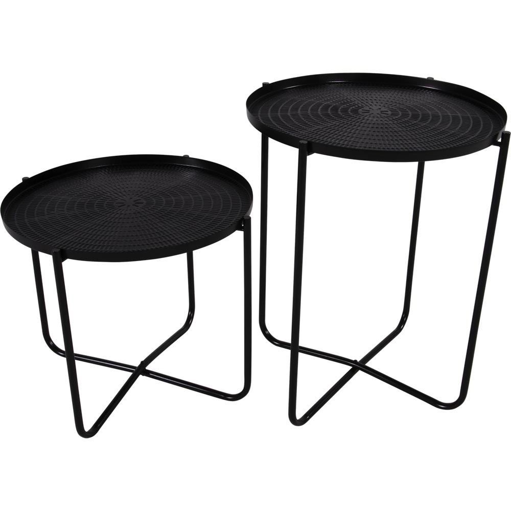 Lesli Living - Tuintafel zwart - Zwart - Ø40,5x35cm