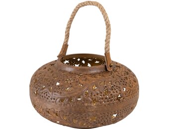 Lesli Living - Lantaarn Wave - Zwart - Ø30x18cm