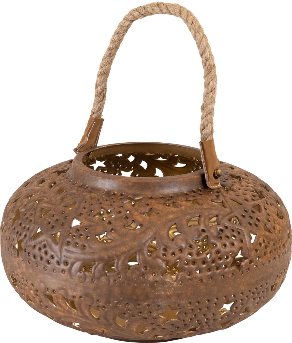 Lesli Living - Lantaarn Wave - Zwart - Ø30x18cm