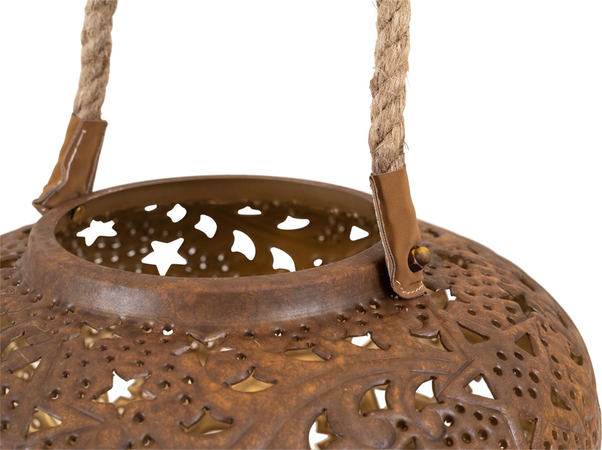 Lesli Living - Lantaarn Wave - Zwart - Ø30x18cm