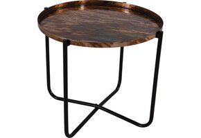 Lesli Living - Tuintafel oud - Koper - Ø60x75cm