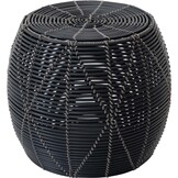 Lesli Living - Poef Birma - Zwart - Ø46x40cm