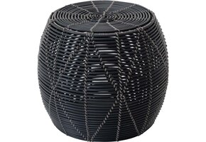 Lesli Living - Poef Birma - Zwart - Ø46x40cm