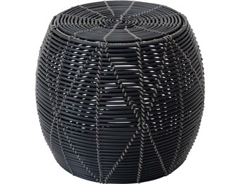 Lesli Living - Poef Birma - Zwart - Ø46x40cm