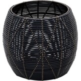 Lesli Living - Poef Birma - Zwart - Ø46x40cm