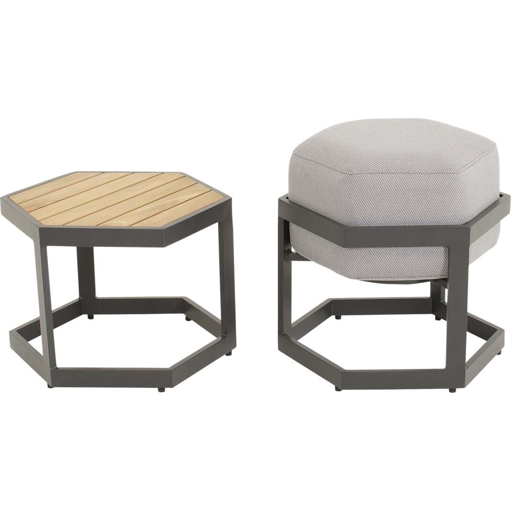 Lesli Living - Voetenbank Esagono - Antraciet - 48x41,5x47,5cm