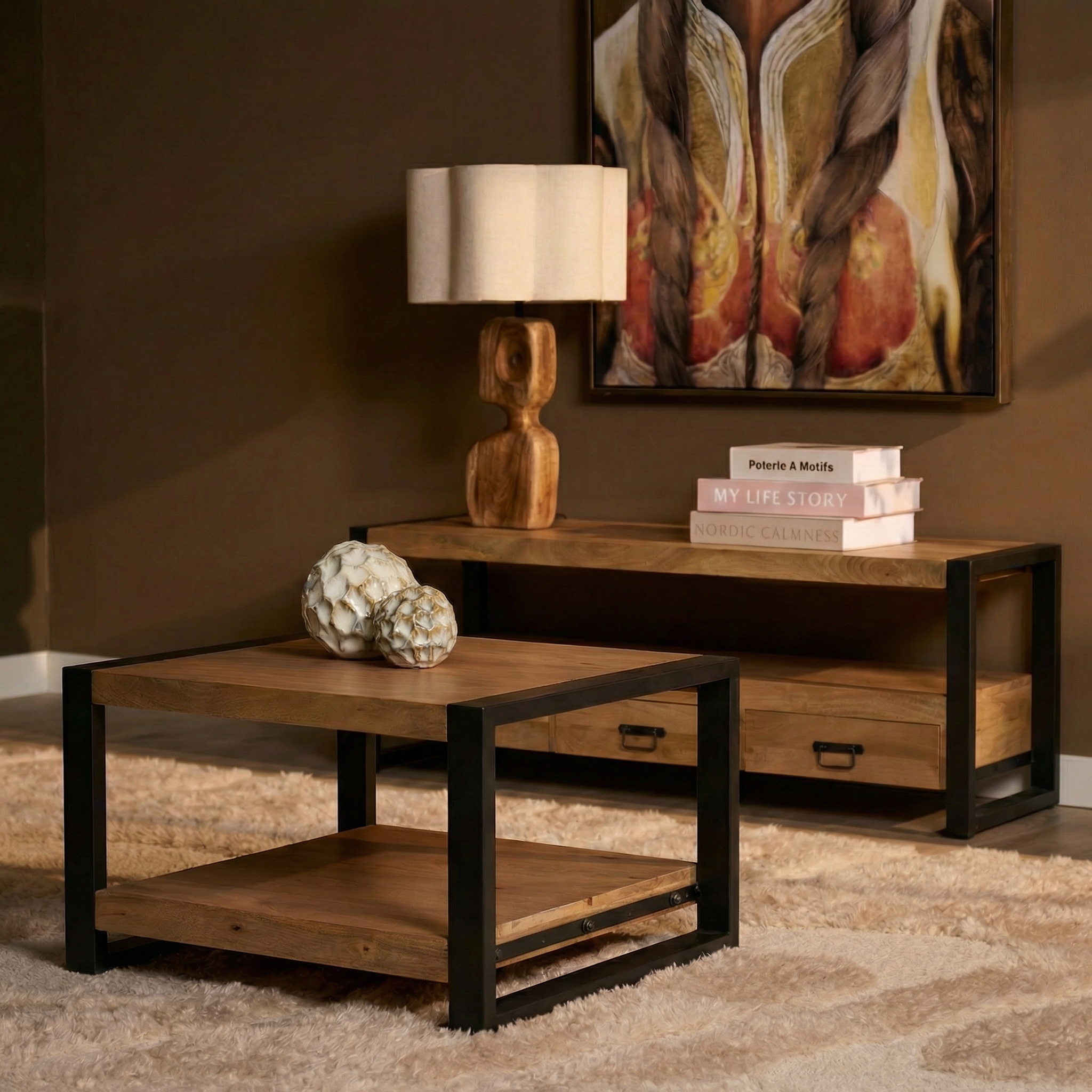 Starfurn - Salontafel Britt - Bruin - 80x80x40 cm