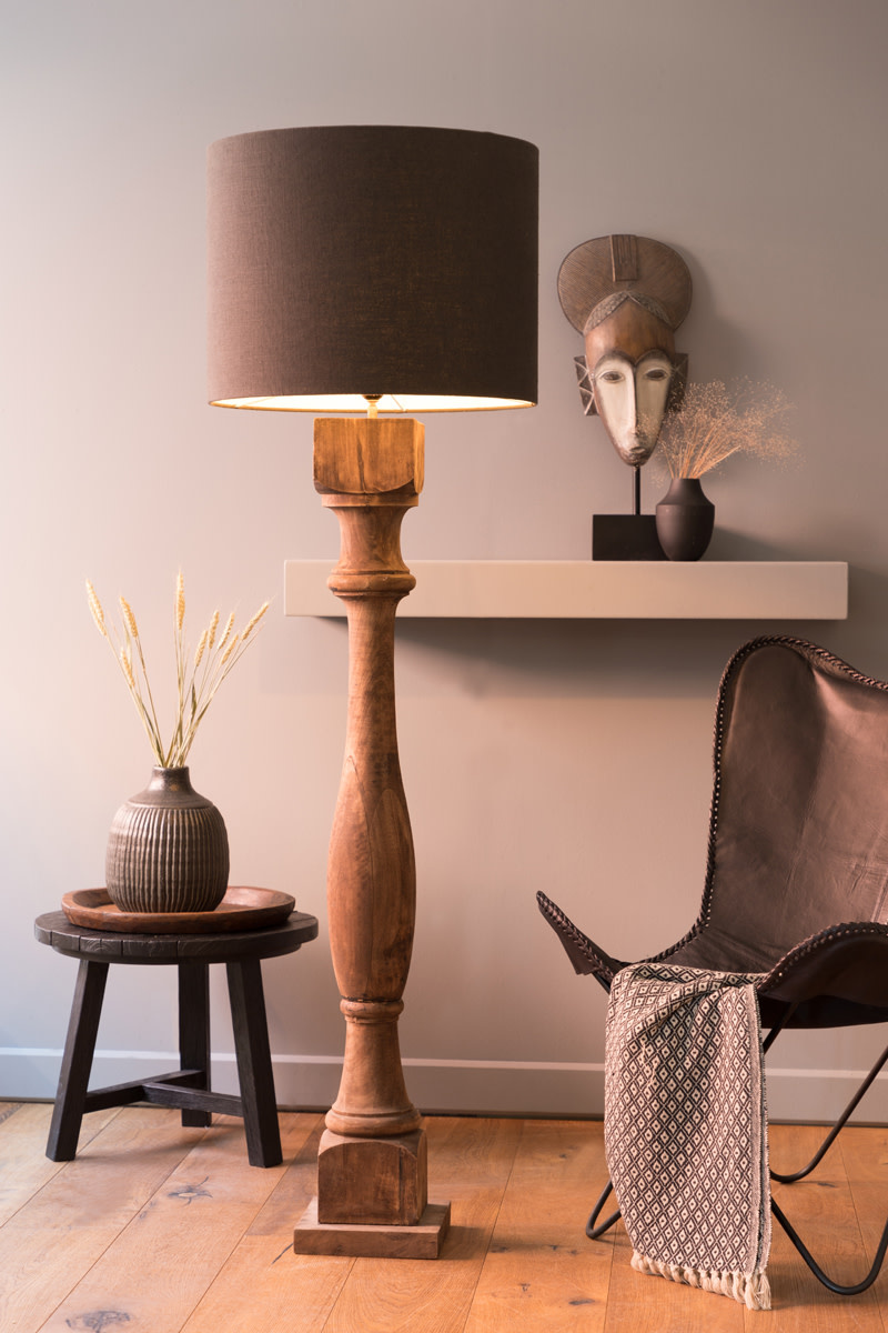 Light & Living - Vloerlamp ROBBIA  - 23x23x125cm - Bruin