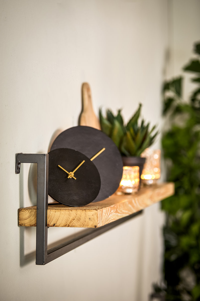 Light & Living - Klok LICOLA - Zwart - 15x0.5x15 cm