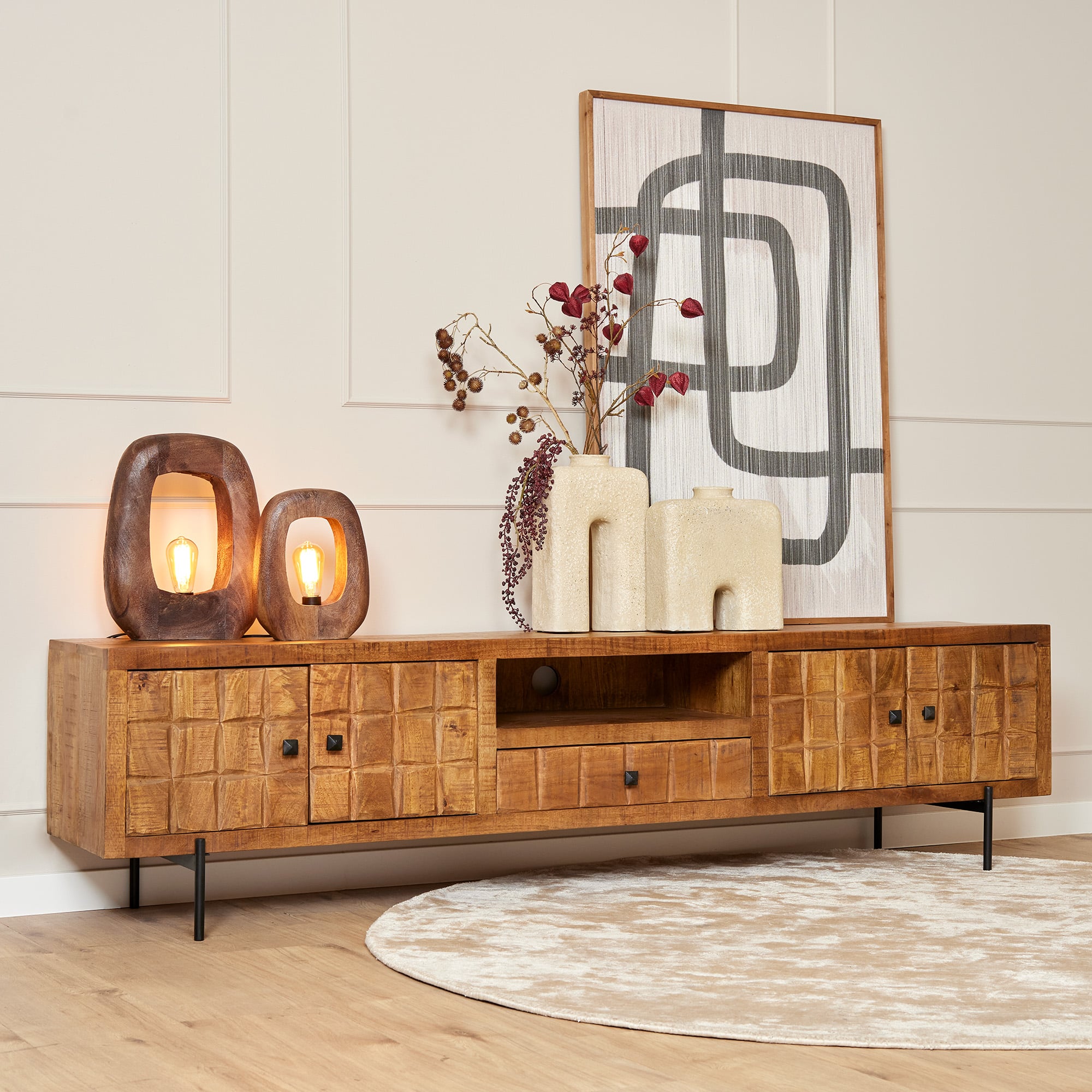 Starfurn - Tv meubel Brandy - Bruin - 40x220x55 cm