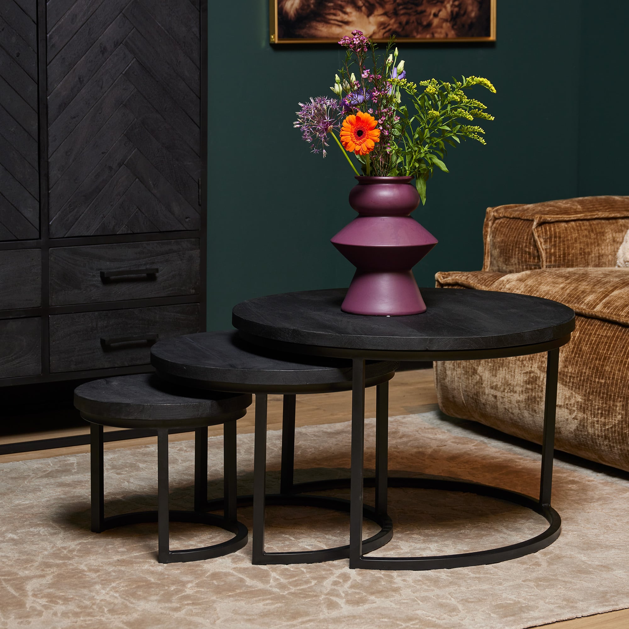 Starfurn - Salontafel Triole - Zwart - 70x70x35 cm