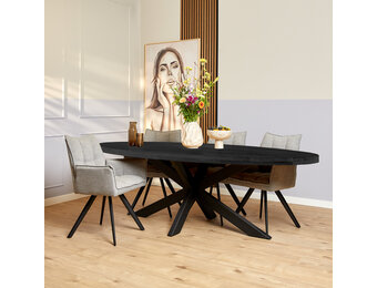 Starfurn - Eettafel Denver - Zwart - 120x300x76 cm