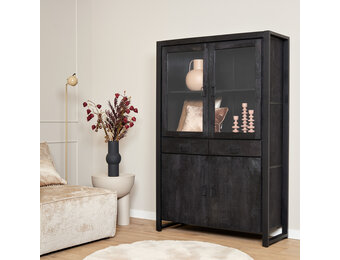 Starfurn - Vitrinekast Boaz - Zwart - 45x115x180 cm
