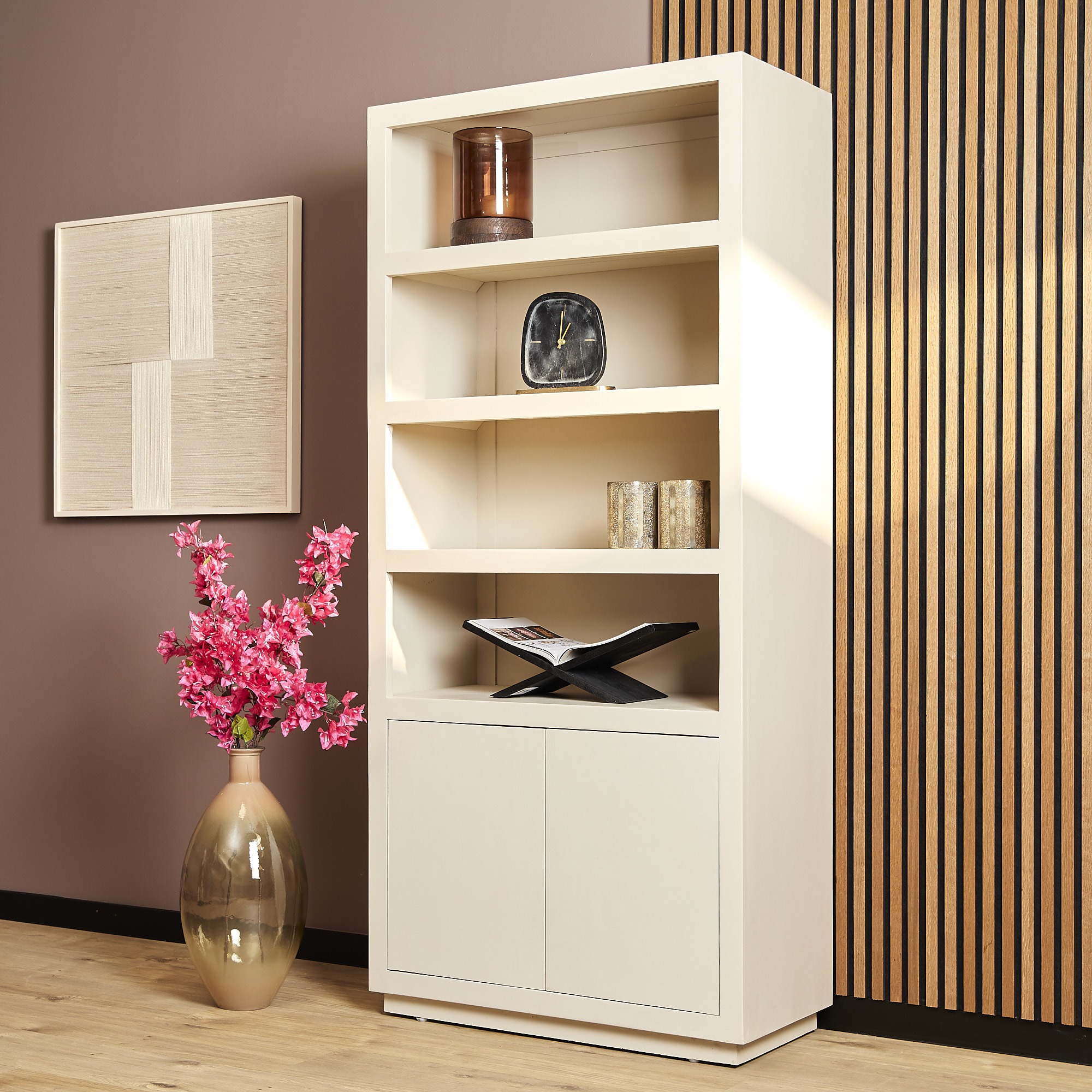 Starfurn - Boekenkast Brussel - Beige - 45x90x200 cm