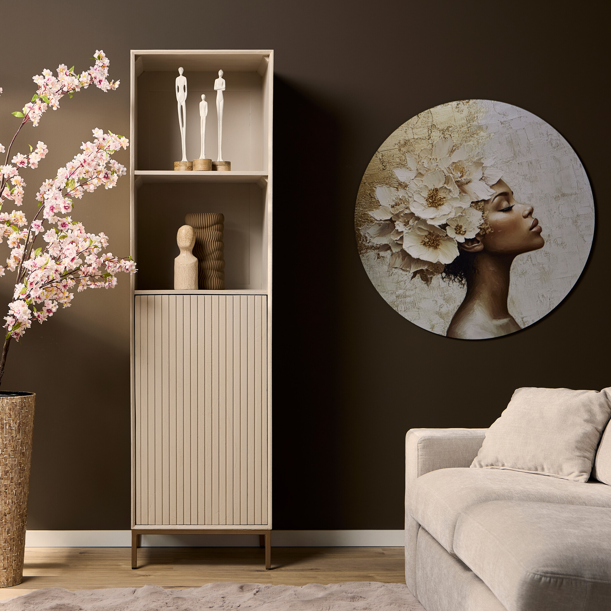 Starfurn - Boekenkast Madison - Beige - 45x55x200 cm