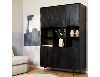 Starfurn - Vakkenkast Madison - Zwart - 45x135x200 cm