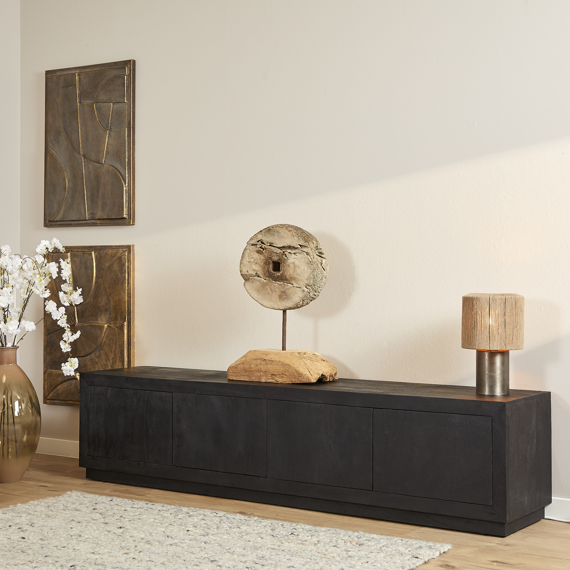 Starfurn - Tv meubel Brussel - Zwart - 42x200x46 cm