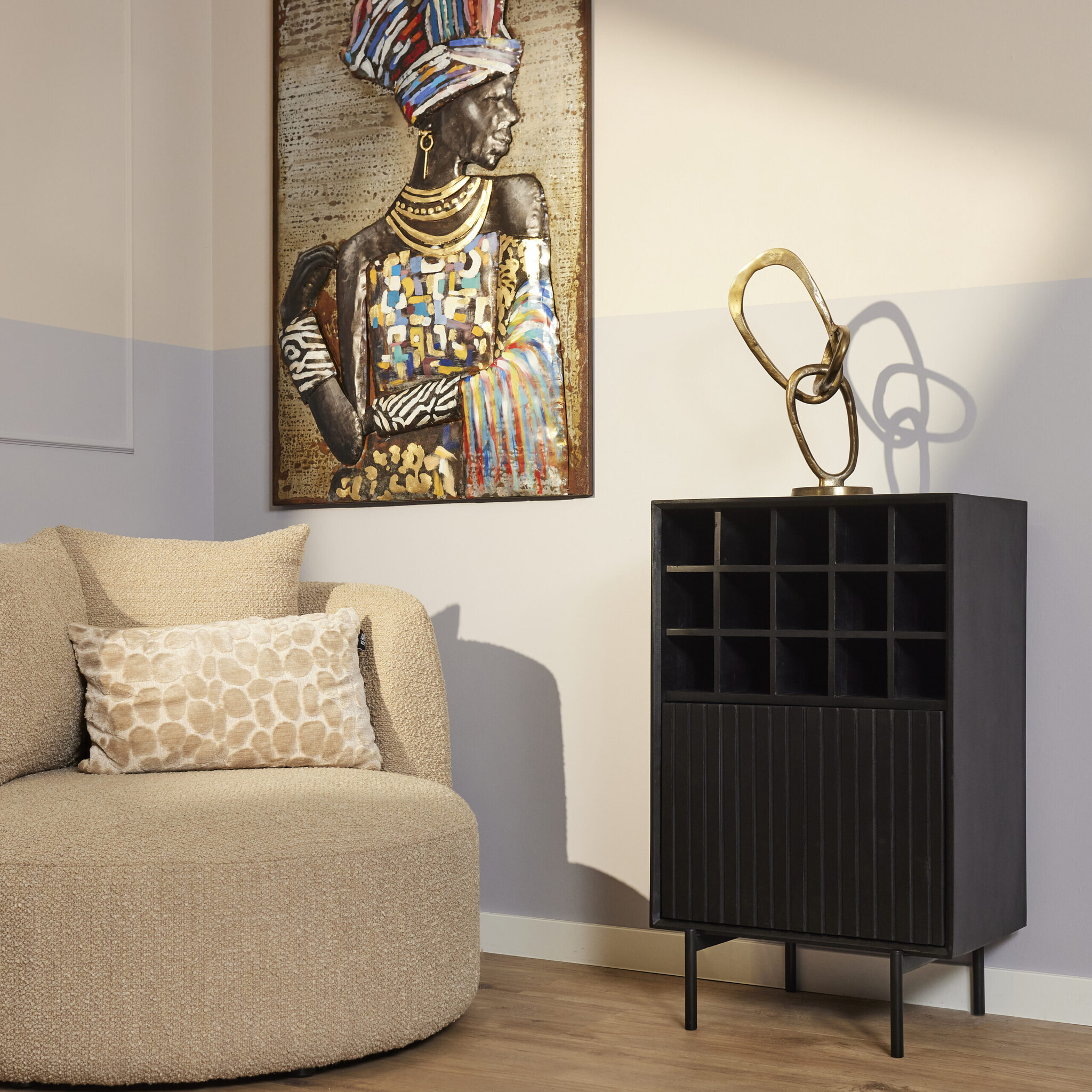 Starfurn - Wijnkast Madison - Zwart - 35x55x90 cm