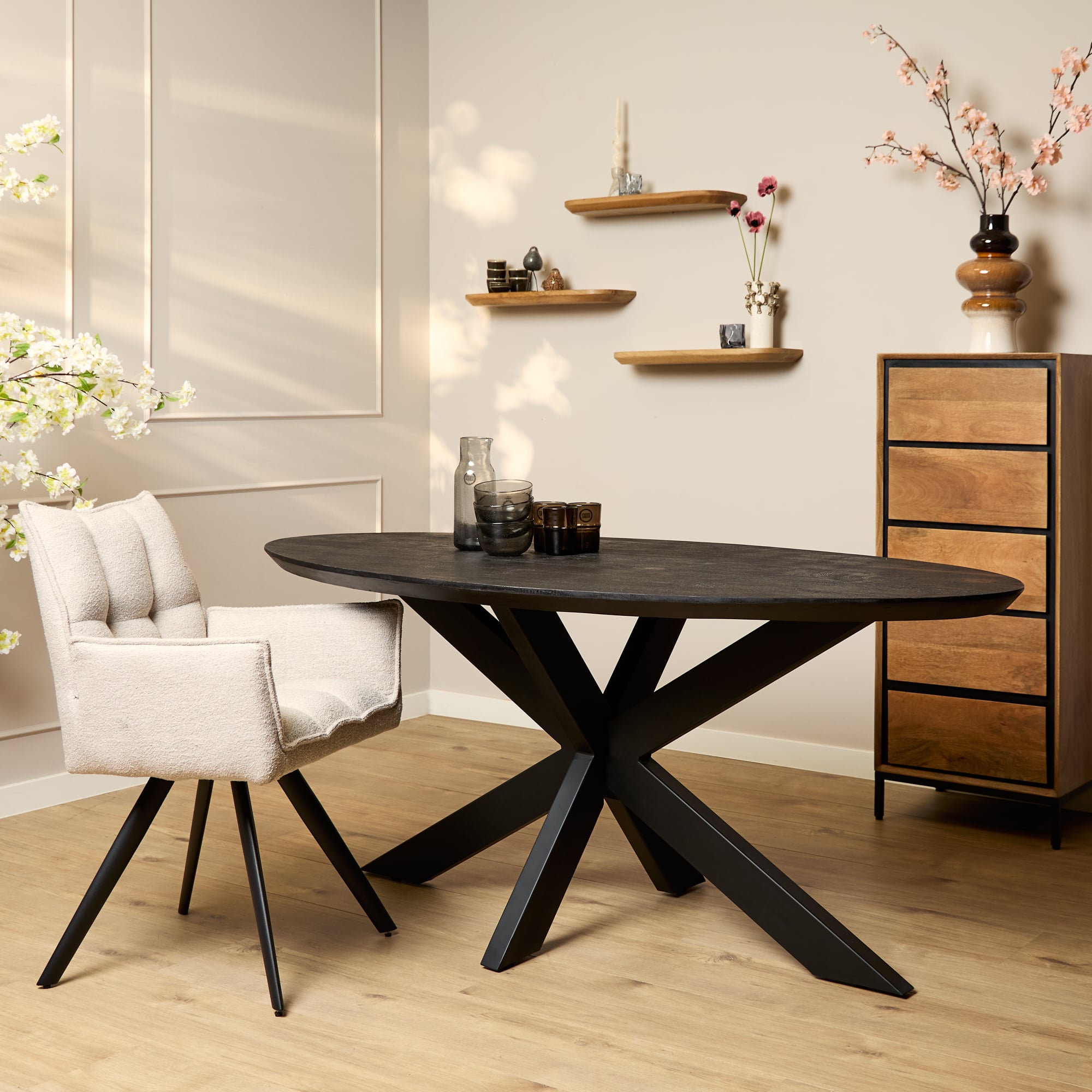 Starfurn - Eettafel Brandy - Zwart - 90x180x76 cm