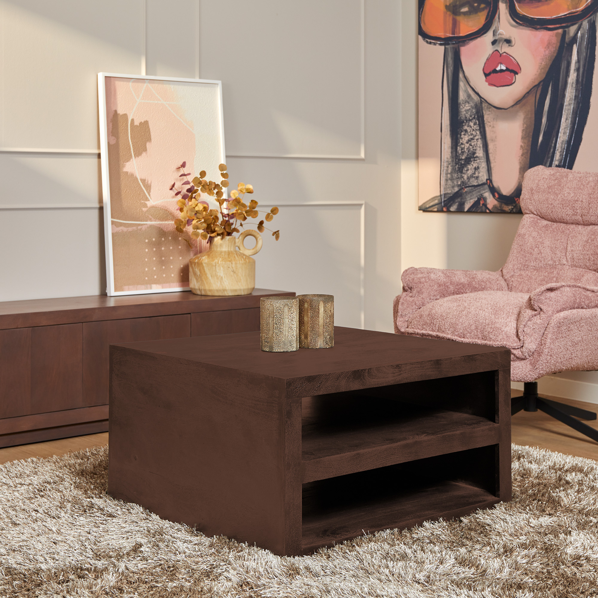 Starfurn - Salontafel Brussel - Bruin - 80x80x40 cm