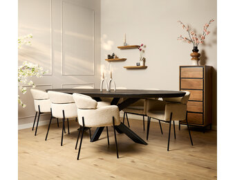 Starfurn - Eettafel Brandy - Zwart - 110x240x76 cm