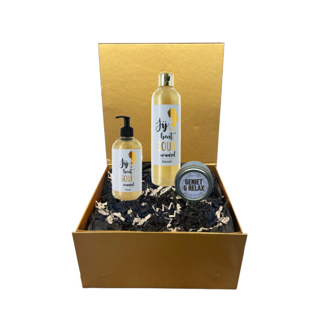 Jij bent goud waard giftbox wit met kaars