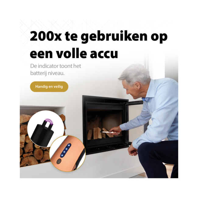 Relatiegeschenk - elektrische aansteker oplaadbaar gebogen rose goud