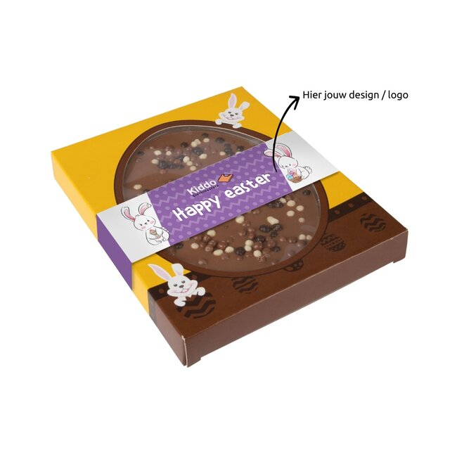 Melkchocolade paasei brievenbus - gepersonaliseerd met logo sleeve