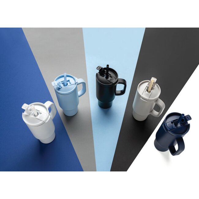 Praktische thermosbeker recycled RVS 480 ml wit - met eigen logo mogelijk