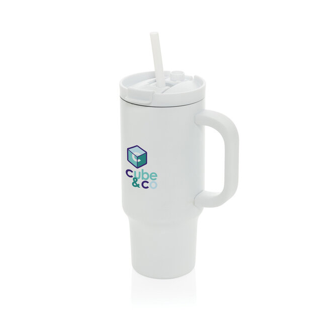 Praktische thermosbeker recycled RVS 480 ml wit - met eigen logo mogelijk