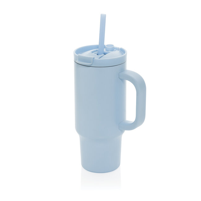 Praktische thermosbeker recycled RVS 480 ml blauw - met eigen logo mogelijk - Copy