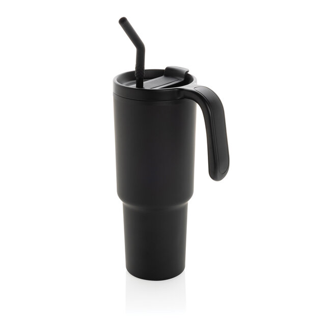 Praktische thermosbeker 900 ml zwart- eigen logo