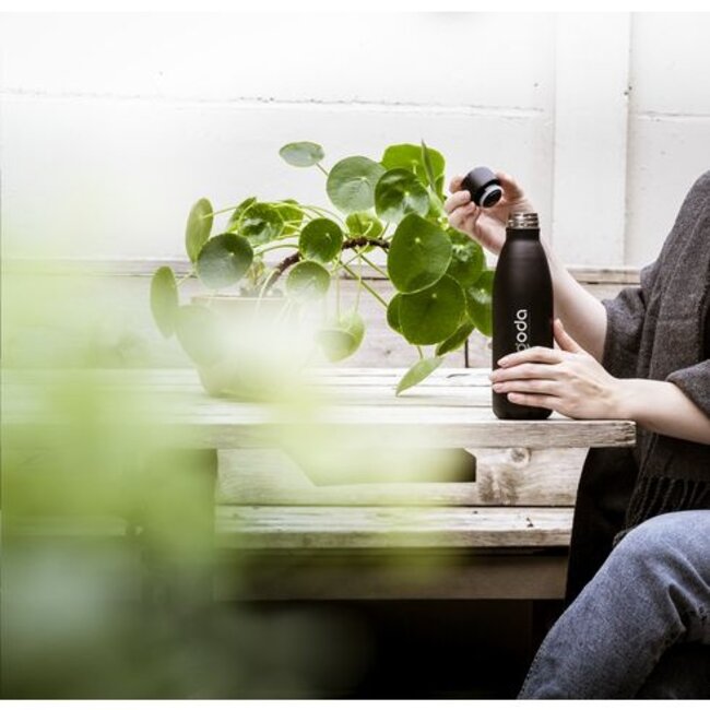 Thermosfles premium RCS recycled steel 500 ml zwart - met eigen logo mogelijk