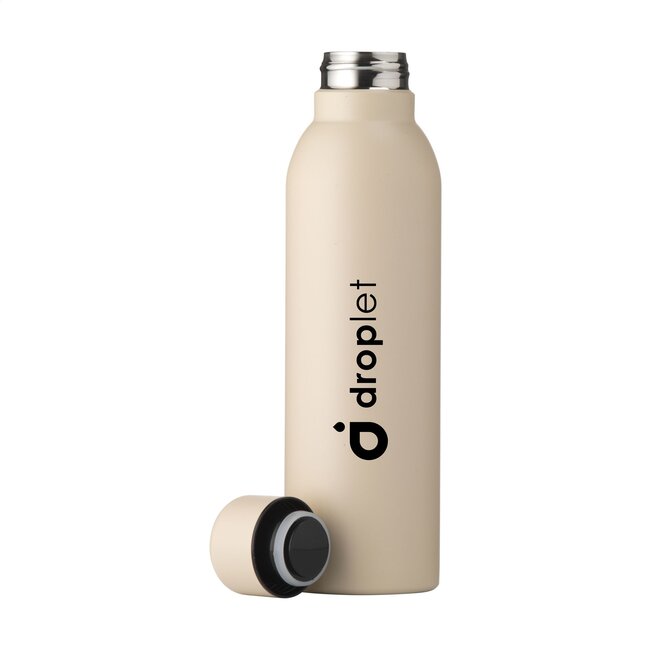 Thermosfles recycled RVS 500 ml beige - met eigen logo mogelijk