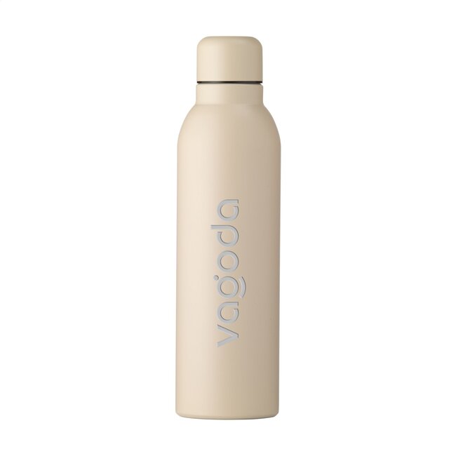 Thermosfles recycled RVS 500 ml beige - met eigen logo mogelijk