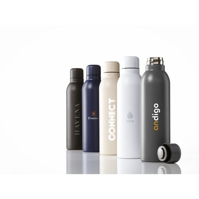 Thermosfles recycled RVS 500 ml zwart - met eigen logo mogelijk