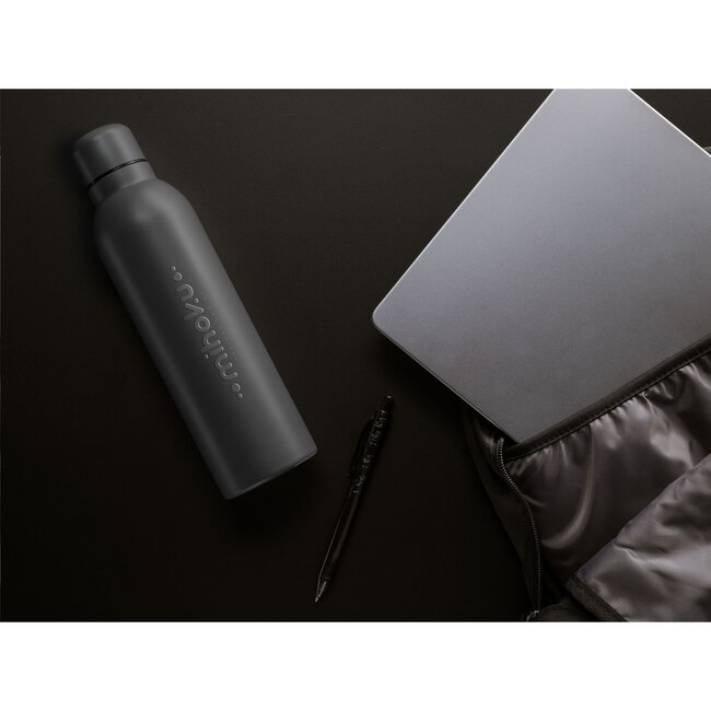 Thermosfles recycled RVS 500 ml zwart - met eigen logo mogelijk