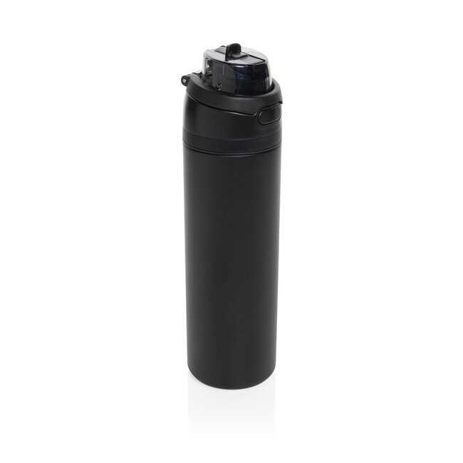 Thermosfles recycled RVS 700 ml zwart - met eigen logo mogelijk