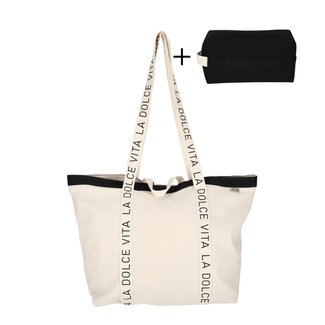 Strandtas en toilettas zwart - 30 + 2 liter