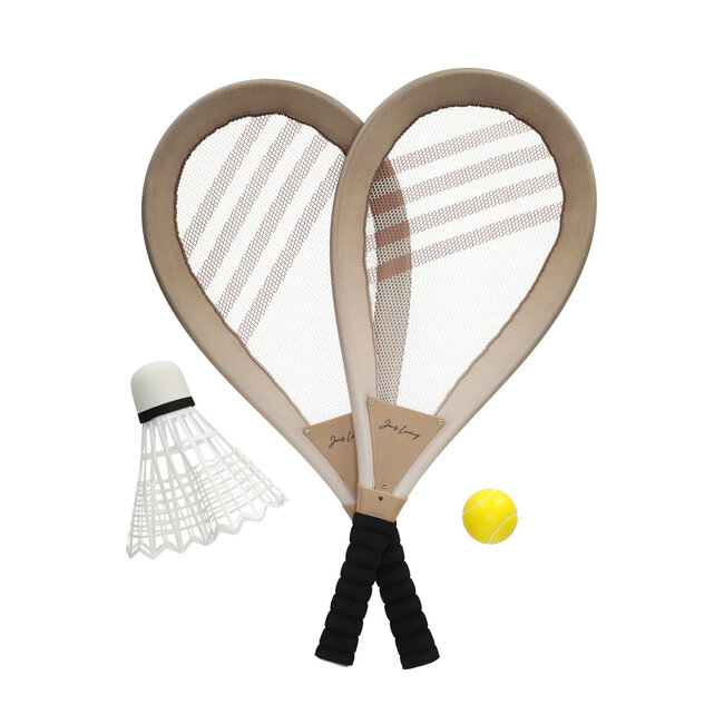 Badminton XL set beige - inclusief een bal en shuttle