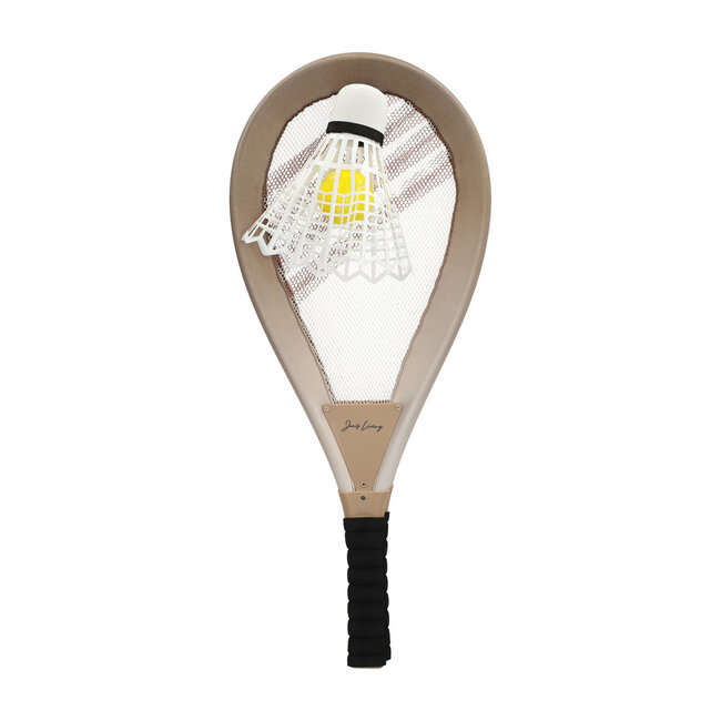 Badminton XL set beige - inclusief een bal en shuttle