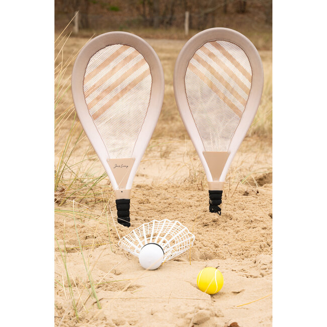 Badminton XL set beige - inclusief een bal en shuttle