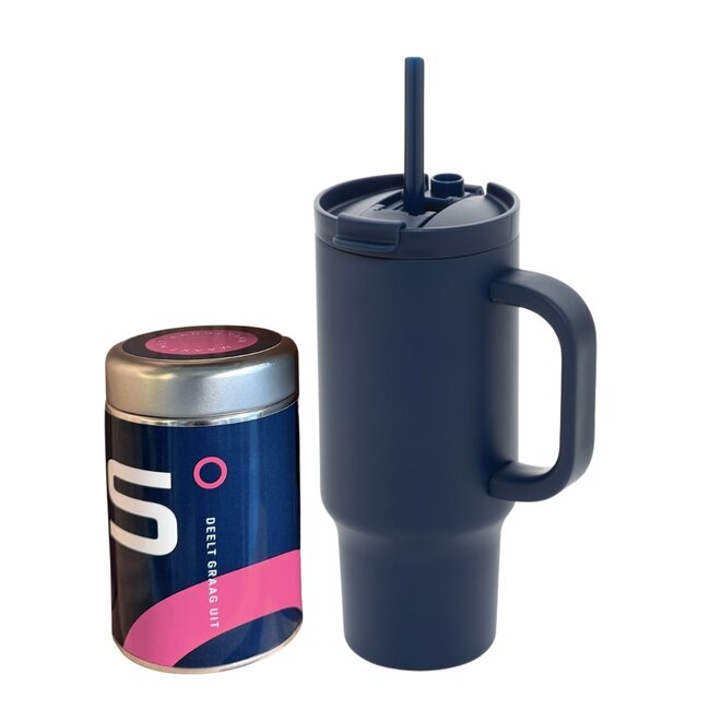 Autopakket thermosbeker en snoepblikje - gepersonaliseerd met logo mogelijk