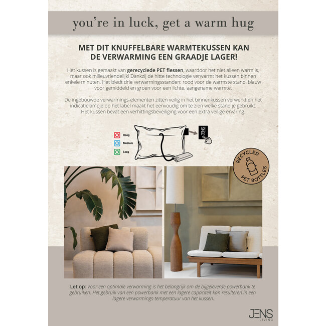 Set warmtekussen taupe en powerbank zwart