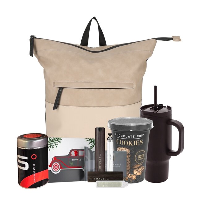 Autopakket rugtas taupe - met logo mogelijk