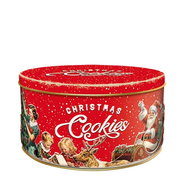 Koektrommel vinatge met kaneelkoekjes - rood